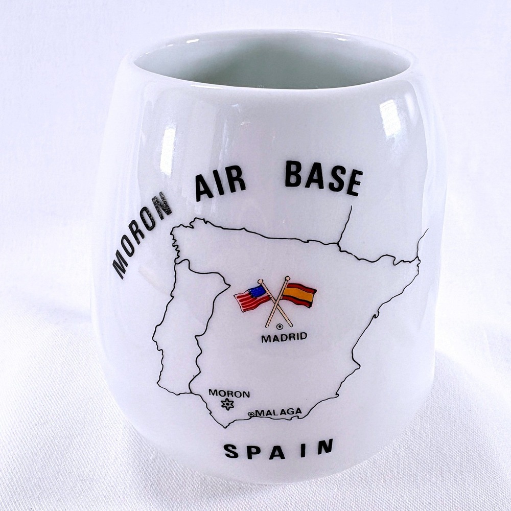 Moron Air‎ Base Military Spain US & Spain Flag White Ceramic Coffee Cup Mug